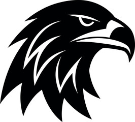 side view eagle head with sharp beak and single eye