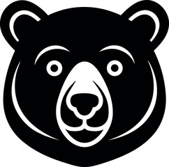 chunky friendly bear head with rounded ears and soft features