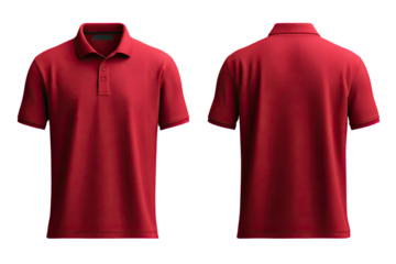 Red polo shirt, front and back views