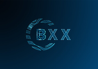 BXX low poly letter logo vector design. BXX lower poly logo design. BXX unique low poly logo design.