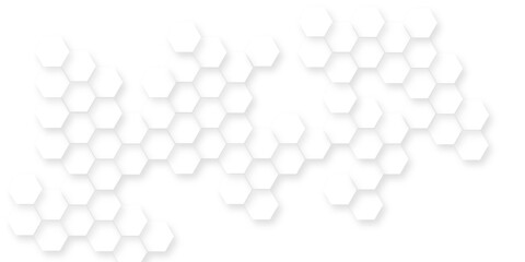 modern and seamless hexagon is arranging randomly, Abstract white vector wallpaper with hexagon grid, panoramic wall of Random shifted white honeycomb hexagon background.