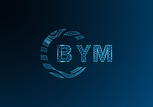 BYM low poly letter logo vector design. BYM lower poly logo design. BYM unique low poly logo design.