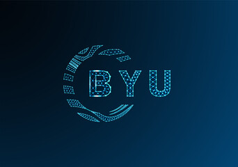 BYU low poly letter logo vector design. BYU lower poly logo design. BYU unique low poly logo design.