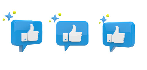 Modern 3D Communication Icon with Dynamic Like button Symbol, high-resolution 3D render of a chat icon, minimalist yet highly detailed, featuring soft, ambient lighting that casts subtle shadow