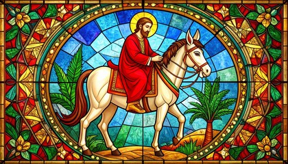 stained glass window of jesus