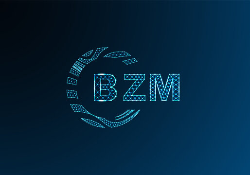 BZM low poly letter logo vector design. BZM lower poly logo design. BZM unique low poly logo design.