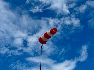A wind indicator is a cone made of fabric designed to indicate the direction and approximate wind speed. High quality photo