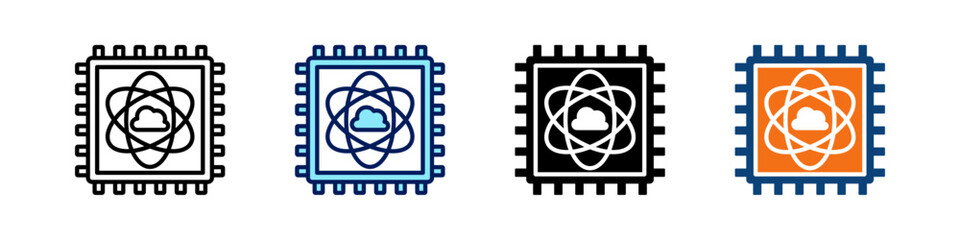 Quantum Cloud Computing All In One Icon Multi Styles Vector Set