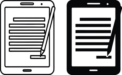 Tablet Icons. Black and White Vector Illustration. Portable Electronic Device With Touch Screen. Gadget, Technology. Device Concept
