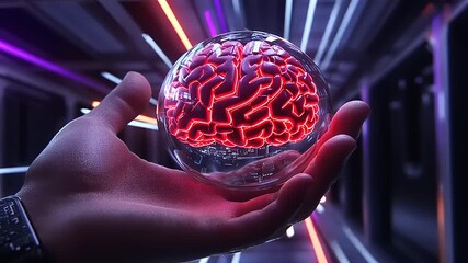 Human Brain in a Futuristic Orb: Visualizing Intelligence and Technology - Powered by Adobe
