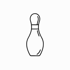 Isolated bowling pin in a minimalist line art style on white, ideal for sports designs. Bowling pin design is simple, sleek, and modern, fitting for bowling alleys, sports promotions,