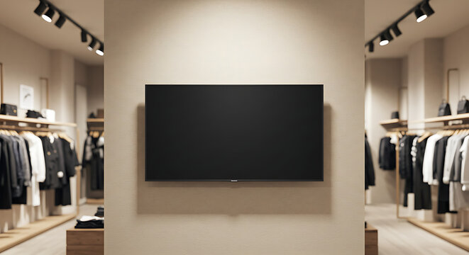  Blank TV Screen Mockup in Fashion Retail Store