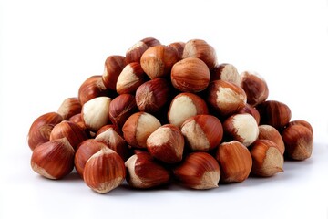 Fototapeta premium Raw Hazelnut Pile Healthy Natural Ingredient on Clean Background