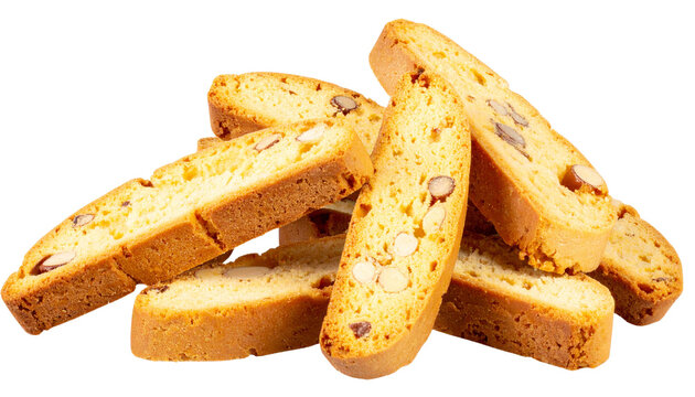 Crispy biscottes isolated on transparent background, PNG