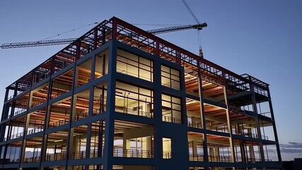 Innovative Architecture under Construction at dusk, a Vision for tomorrow City - Powered by Adobe