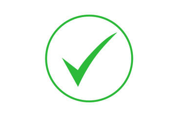 Green checkmark inside a circle, an icon symbolizing approval, success, and correctness, isolated on a  png background.