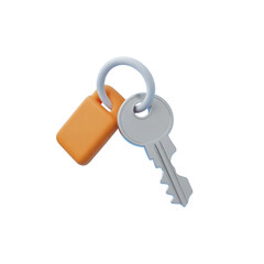 3d rendered illustration of a key and tag isolated on transparent background