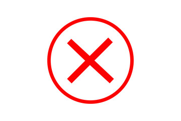Fototapeta premium Red X in a circle, a close or cancel button icon, symbolizing a wrong selection, a negative response, or the act of removing something, isolated on png backround