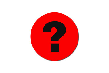 Black question mark inside a red circle, a universal icon for help, confusion, or a query, isolated on a clean png background.