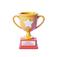 3d rendered illustration of a golden trophy with a star isolated on transparent background