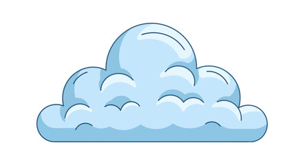 Whimsical blue cartoon cloud graphic conveying a lighthearted, airy, and optimistic feeling for creative projects and designs