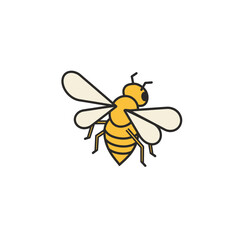 Stylized Honeybee Illustration in Flight, Yellow and Beige Tones