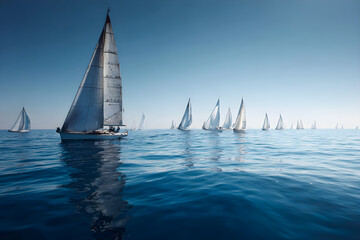 Spectacular Regatta: Graceful Boats Competing in a Thrilling Sailing Event with Pristine Waters and Enthralling Coastal Vistas Captivating Both Participants and Spectators