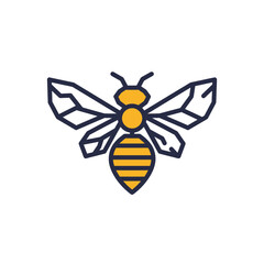 Stylized Bee Illustration with Geometric Wings and Striped Abdomen