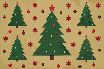 Fototapeta premium traditional christmas tree pattern on rustic burla.eps