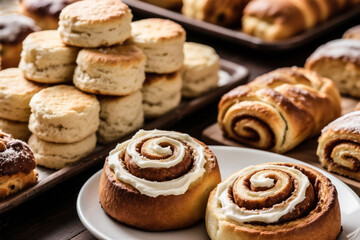 Delicious Cinnamon Rolls & Biscuits: Bakery Treats Photography