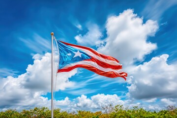 Puerto Rican flag waving in the wind