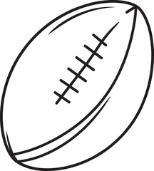 American Football Rugby Ball Silhouette in Black | Sports Icon Illustration Vector Format