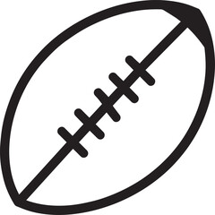 American Football Rugby Ball Silhouette in Black | Sports Icon Illustration Vector Format