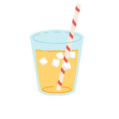 Illustration of Orange Juice with Ice Cubes