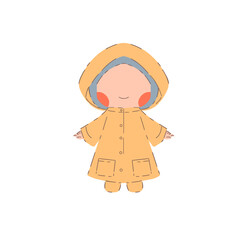 Illustration of Cartoon Character in Yellow Raincoat