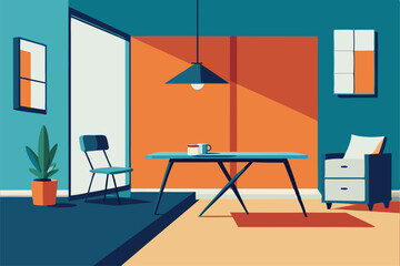 vector interior of a studio apartment with foldabl.eps