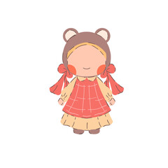 Illustration of Girl Wearing a Teddy Bear Hat