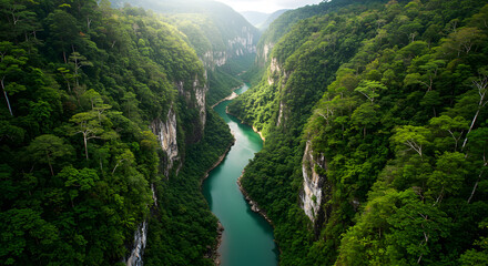 Spectacular view of Sumidero Canyon, Chiapas, Mexico, showcasing a stunning natural landscape with
