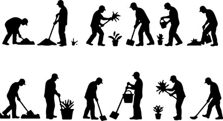 Gardening Silhouettes in Action