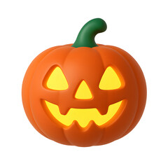 Halloween pumpkin 3D rendered icon on transparent background plastic style