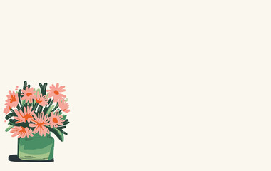 Obraz premium Gift Card with copyspace, design layout, vintage flowers painting, pretty floral design with panels and borders, soft colors, delicate feminine