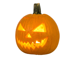 pumpkin jack-o’-lantern isolated on transparent background