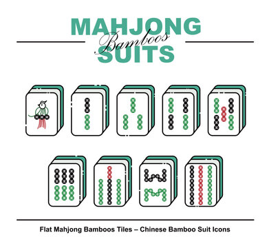 Flat Mahjong Bamboos Tiles &ndash; Chinese Bamboo Suit Icons