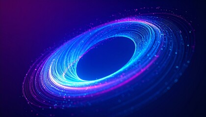 Abstract swirling vortex of vibrant blue and purple light, a dynamic digital design.