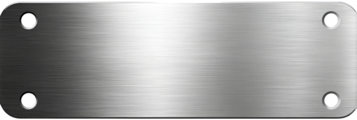 Rectangular brushed metal plate with two mounting holes