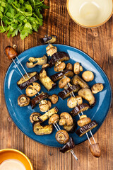 Roasted vegetable skewers.