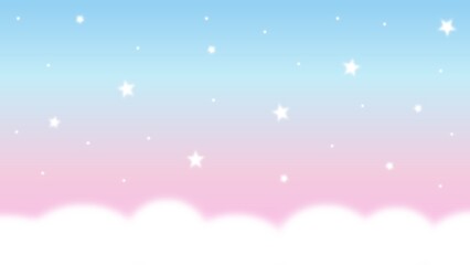 Cute night sky background with clouds and stars