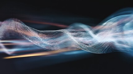 Motion blur energy effect with neon elements, dark tech background for sportswear promotions, digital fitness content and vitality concepts