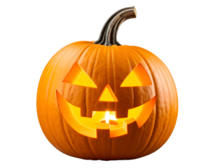 pumpkin jack-o’-lantern isolated on transparent background