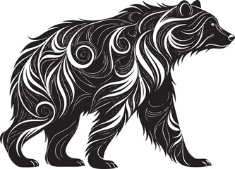 Fototapeta premium Ornate black bear walking profile white animal